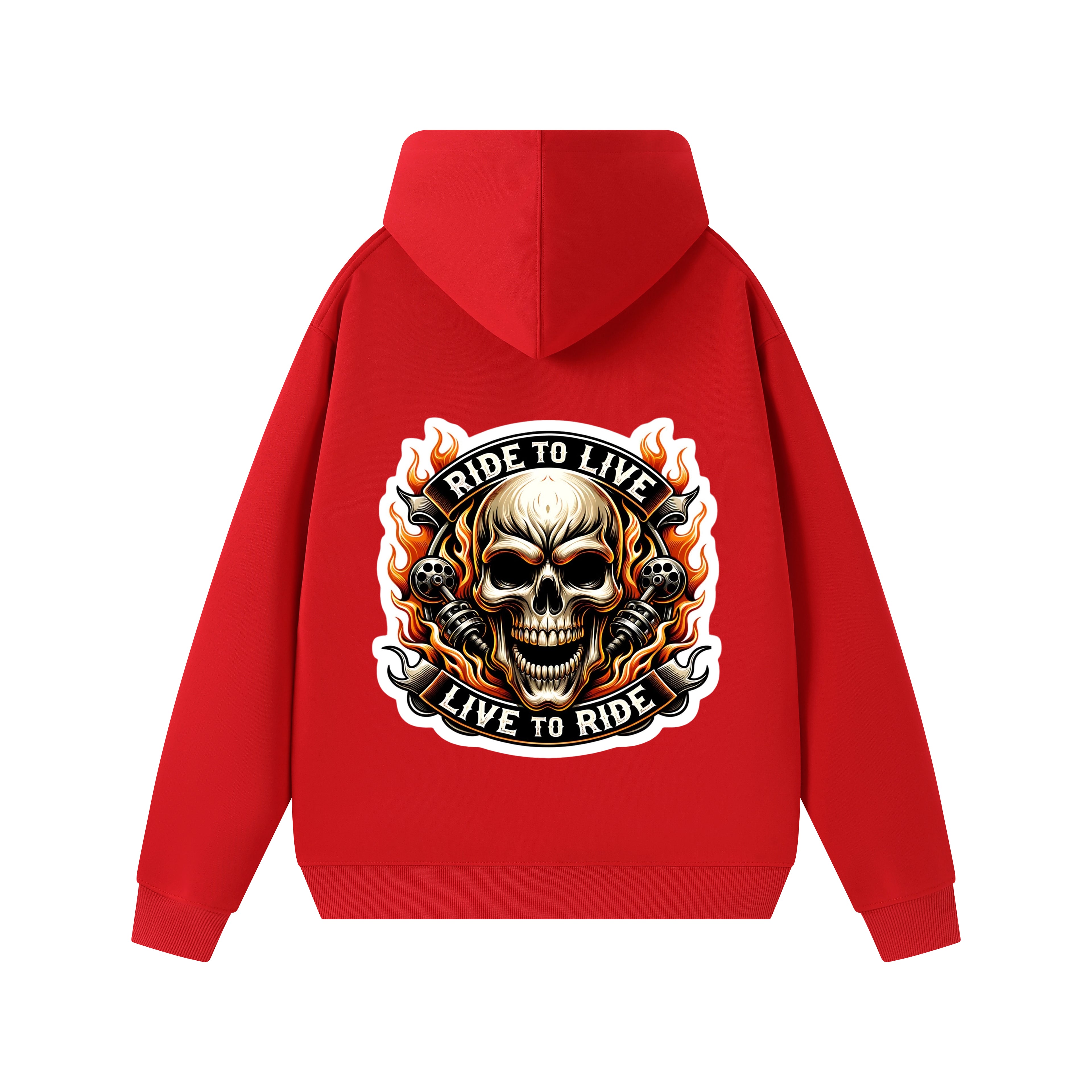 Ruvers Pure cotton red hooded sweatshirt for men, solid color for spring, autumn and winter with fleece, loose and trendy for teenagers, students and couples